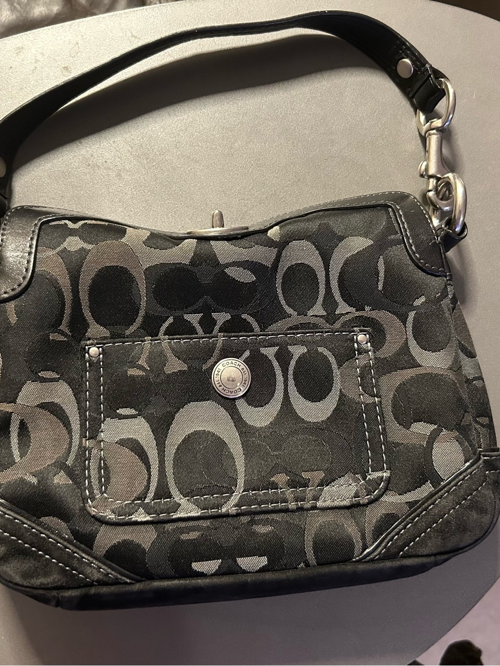 Coach Black and Gray Signature Jacquard Crossbody